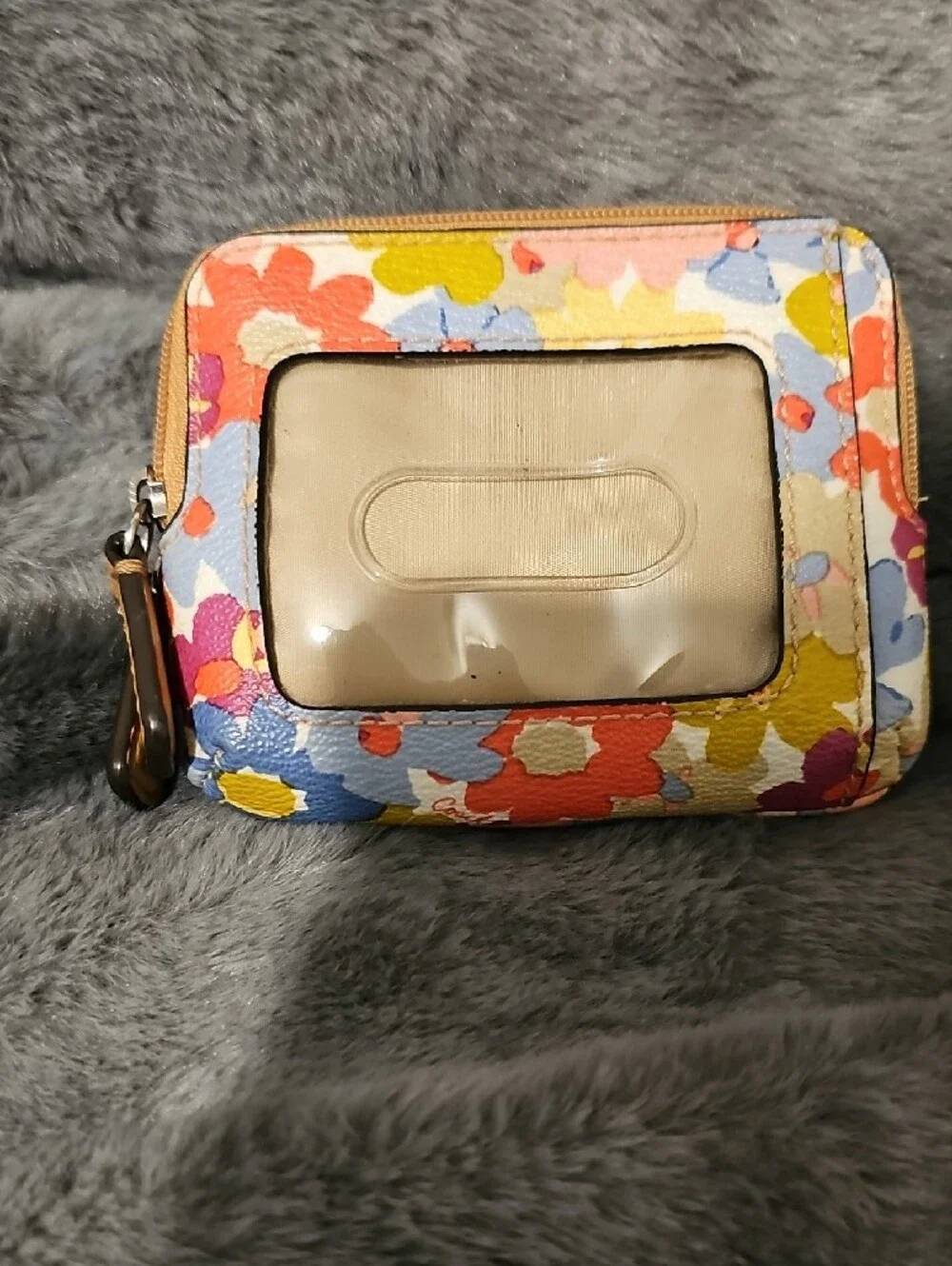 Coach Floral Zip Cosmetic Pouch in Pink, Blue, Yellow, Orange